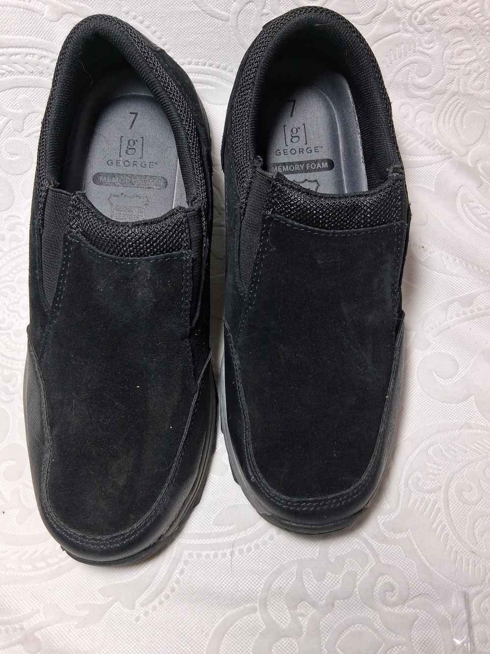 George Black Slip-On Suede-Look Memory Foam Loafers